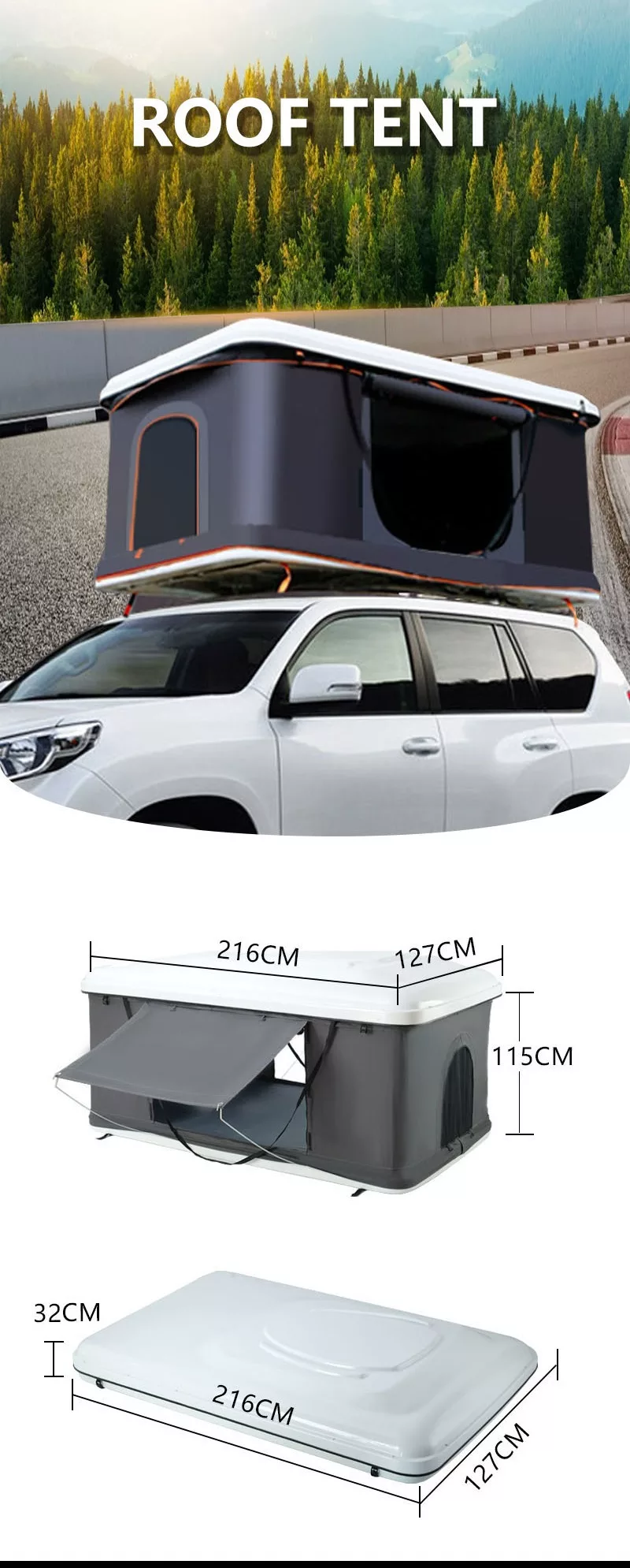 Tente de toit à coque rigide 